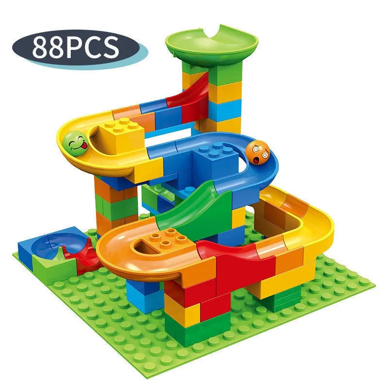 Children's DIY Creative Building Blocks Marble Race Labyrinth Ball Game