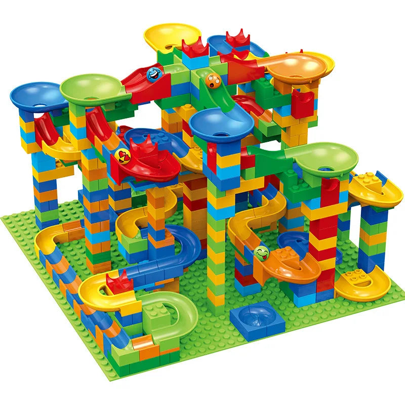 Children's DIY Creative Building Blocks Marble Race Labyrinth Ball Game