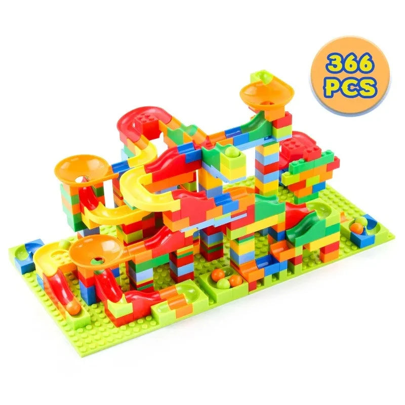Children's DIY Creative Building Blocks Marble Race Labyrinth Ball Game