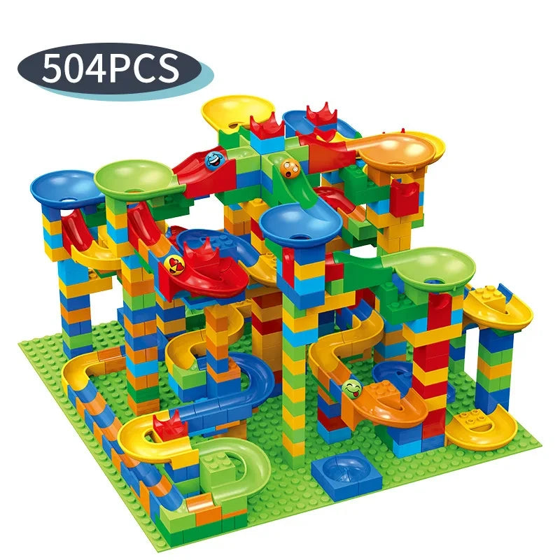 Children's DIY Creative Building Blocks Marble Race Labyrinth Ball Game